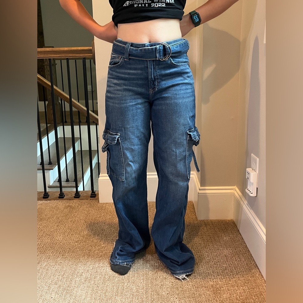 American Eagle Outfitters Blue Flare Wide Leg Jeans